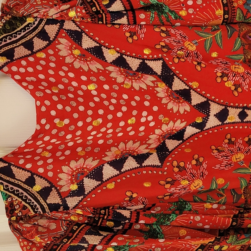 NWT Farm Rio Tropical Shine Dress In Red - Picture 10 of 16